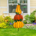 ALLADINBOX Rustic Stacked 3 Pumpkin Yard Stake Thanksgiving Fall Decor