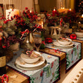 Christmas Table Runner Snowman Burlap Linen 108in Xmas Tree Snowflake Decor