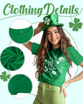 JMHACHY Women's St. Patrick's Shamrock T-Shirt Green Size S