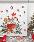 Christmas Gingerbread Man Shower Curtain Waterproof 72x72 Xmas Holiday Decor