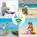 Beach Toys Set Collapsible Bucket 3 Shovels Mesh Bag Foldable Pail Toddler
