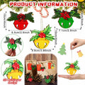 12 Pcs 3D Wooden Christmas Jingle Bell Ornaments Buffalo Plaid Bow