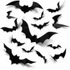 DZBJIPT 120 Pcs 3D Halloween Bats Wall Decals 4 Sizes Black Bat Decor