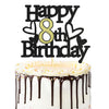 Sumerk 8th Birthday Cake Topper Black Gold Glitter Party Decoration