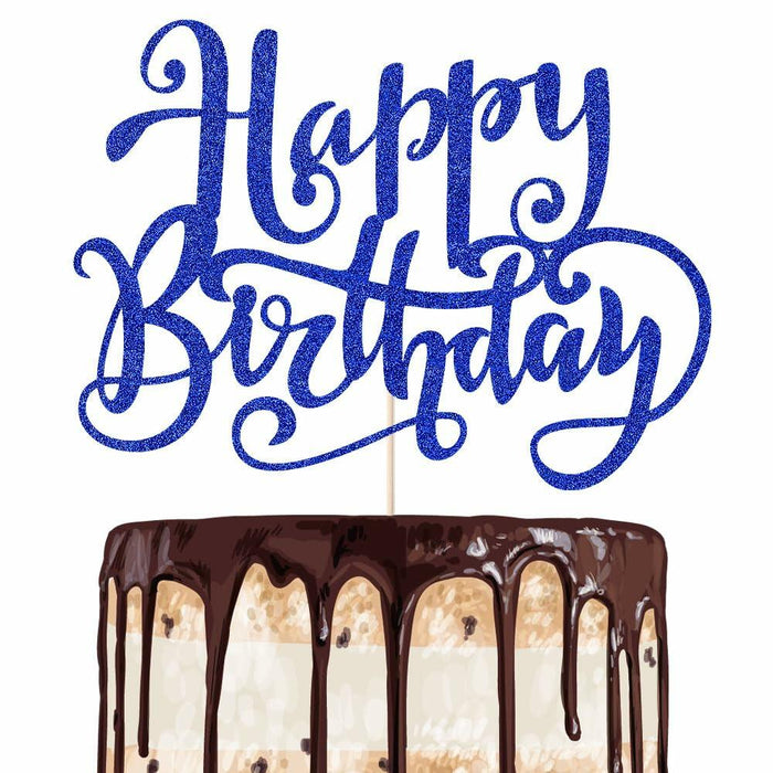 Handmade Flash Happy Birthday Cake Topper Black Birthday Party Decor