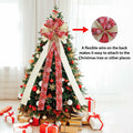 Filltown Christmas Tree Topper Bow 53x13 Inch Red & Gold Xmas Ornament