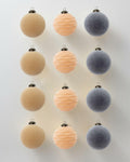 [Like New] 12PCS Velvet Christmas Ball Ornaments 3.15" Handmade Flocked Shatterproof Set