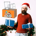 Roshtia Christmas Whiskey Gift Set 2 Clear Shot Glasses 1.5 oz