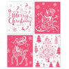 BESERH Pink Christmas Wall Decor Santa Reindeer Bells 8x10in Set of 4