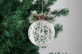 [Like New] Christmas Ball Ornaments 4pc Set White Pinecone Rattan Thread String 4.7"