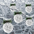[Like New] Christmas Ball Ornaments 4pc Set White Pinecone Rattan Thread String 4.7"