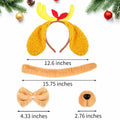 [Like New] PAJXNJC Deer Antler Headband Dog Ears Nose Bow Tie Tail Yellow Party Set