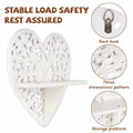Multipurpose Floating Wall Shelf with Key Hooks Heart-Shaped 12" Vintage White