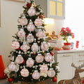 12 Pack White Glitter Christmas Ball Ornaments 2.36in Plastic Xmas Decor