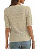 VOIANLIMO Women's Cropped V-Neck Button Down Cardigan Sweater Apricot Size S