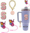 IN CHENTHY Silicone Straw Covers 2pcs Topper + Charm Chain + Stickers S