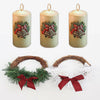 [Like New] Christmas Wreath Brown Candle Rings Bow Eucalyptus Garland Candle Holder