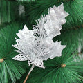 Giga Gud 5pcs 9in Christmas Glitter Berries Stems Silver Holiday Decor
