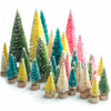 DomeStar 45PCS Mini Christmas Sisal Trees Colorful Frosted with Wood Base