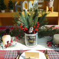 Winlyn Christmas Floral Arrangement Pinecone Red Berry Galvanized Pot 12.4"