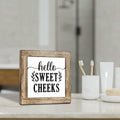 Farmhouse Rustic Wooden Bathroom Sign 'Hello Sweet Cheeks' Plaque Decor