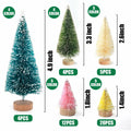 DomeStar 45PCS Mini Christmas Sisal Trees Colorful Frosted with Wood Base
