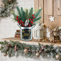 Winlyn Christmas Floral Arrangement Pinecone Red Berry Galvanized Pot 12.4"