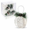Christmas Ball Ornaments 4pc Set White Pinecone Rattan Thread String 4.7"