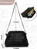 Homsunyi Women's Pleated Quilted PU Clutch Bag Evening Handbag
