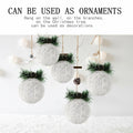 Christmas Ball Ornaments 4pc Set White Pinecone Rattan Thread String 4.7"