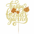 AROKIPPRY Gold Glitter Pumpkin Cake Topper Autumn Fall Maple Leaves Party