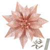 [Like_new] YOSICHY 12 Pcs Artificial Christmas Flowers Deep Champagne with Clips Stems