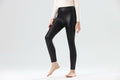 CVVTEE Girls Faux Leather Stretch Leggings Black Fleece-Lined Size 12