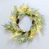 Chuangdi 24" Lighted Norfolk Pine Pampas Christmas Wreath with Pine Cones