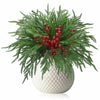 Riceshoot 12 Pcs Norfolk Pine Branches with Red Berries Pine Cones 17.7" Green