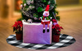 4 Pieces Christmas Tree Skirt Decoration 15" Mini Xmas Tree Skirt Set