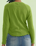 CHERFLY Women's Slim Fit Long Sleeve Tunic Top Salted Lime Green Size M