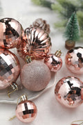 YiYunFloral Christmas Ball Ornaments 36pcs 6 Styles 3 Sizes Rose Gold