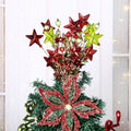 [Like_new] 17" Red Green White Christmas Tree Topper Star Beads Sequin Electroplating