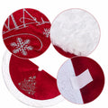 USILAND Christmas Tree Skirt Brown Velvet Snowflakes Embroidery 32in