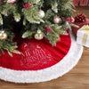 USILAND Christmas Tree Skirt Brown Velvet Snowflakes Embroidery 32in
