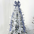 YINGQIWISH Christmas Tree Topper Large Bow Deep Blue White Indoor Outdoor