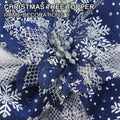 YINGQIWISH Christmas Tree Topper Large Bow Deep Blue White Indoor Outdoor