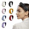 SMYAXUNW Colorful Pearl Knotted Hairband Turban Hair Accessories for Women