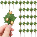 Thiccywoov 30 Pack Artificial Holly Berry Picks Gold Christmas Decoration