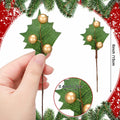 Thiccywoov 30 Pack Artificial Holly Berry Picks Gold Christmas Decoration