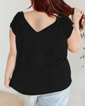 Bliwov Womens V Neck Short Sleeve Casual T Shirt Black 3XL