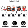 5Pcs Halloween Silicone Skull Ghost Straw Caps for Stanley 30&40oz Tumbler