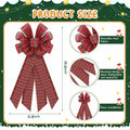 Yinkin 4 Pcs 15x44in Buffalo Plaid Christmas Wreath Bows Red Black