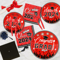 LELEMON Graduation Party Supplies Red Tableware Set Serves 25 Disposable